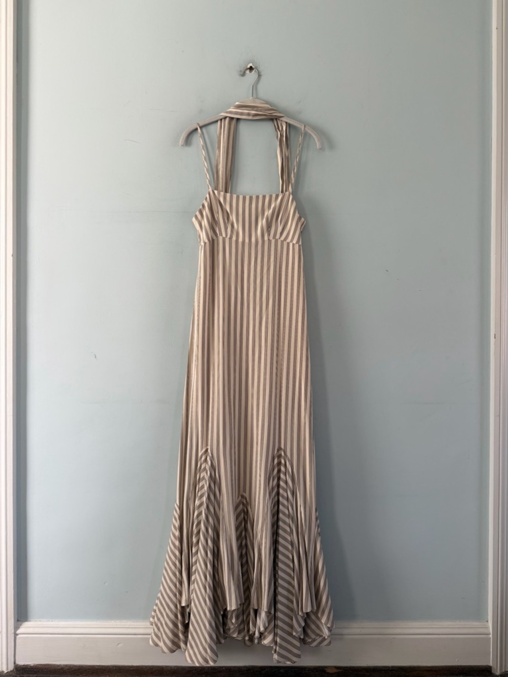 NWT Antonio Melani x M.G. Style Mallie Detached Scarf Stripe Mermaid Maxi Dress - Picture 5 of 8